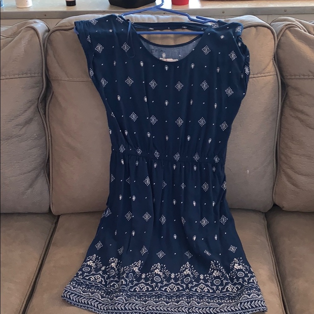 Blue dress with white design
